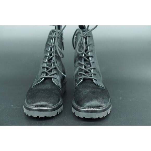 Vince Black Calf Hair Cabria Combat Ankle Boots Size 8 Women's New $495 - Picture 7 of 10